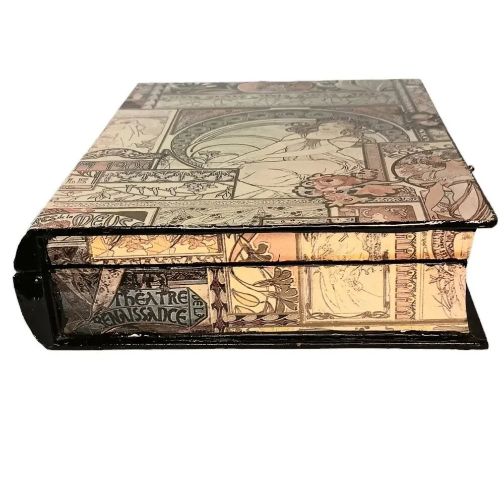 Decoupaged Laquer Box Alphonse Mucha La Peinture Laquered Trinket Jewelry Box